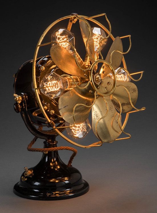 illuminated antique fan sculpture