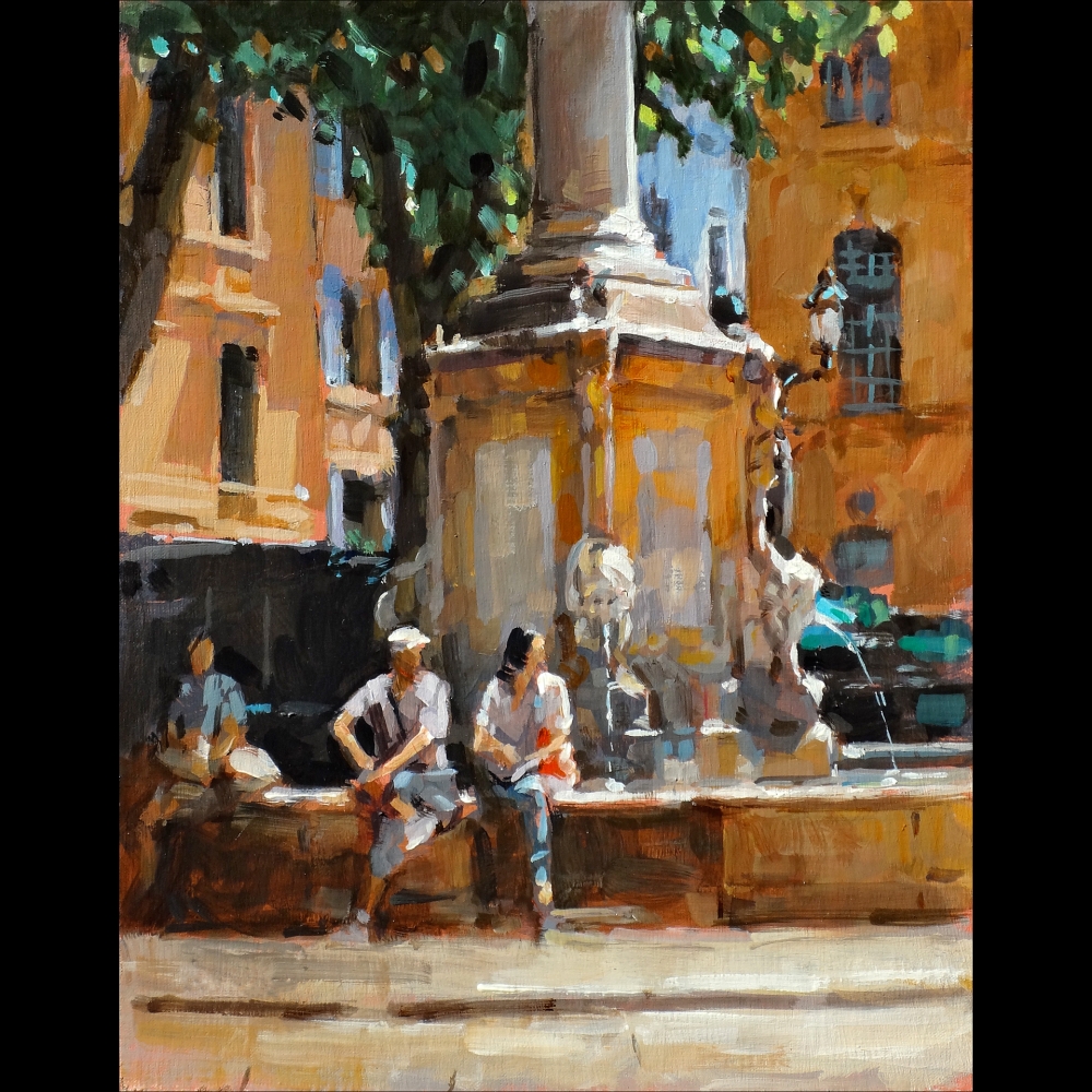 Couple by Fountain

11&amp;quot; x 14&amp;quot;