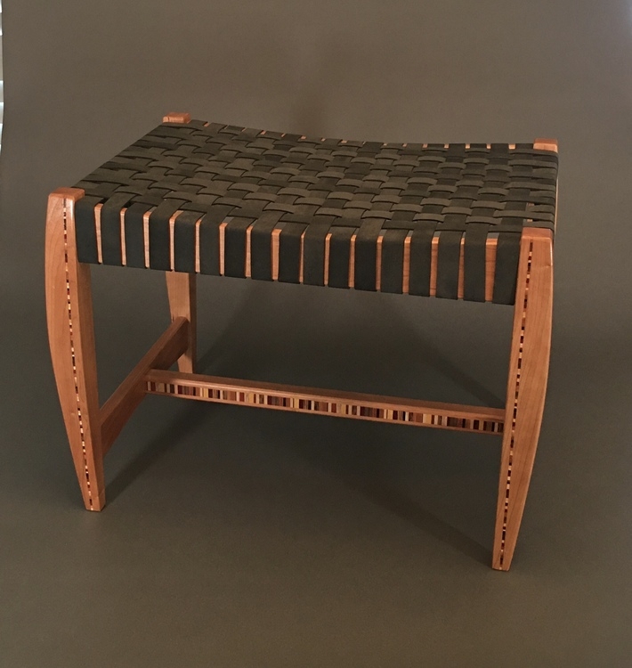 Woven Leather Bench
