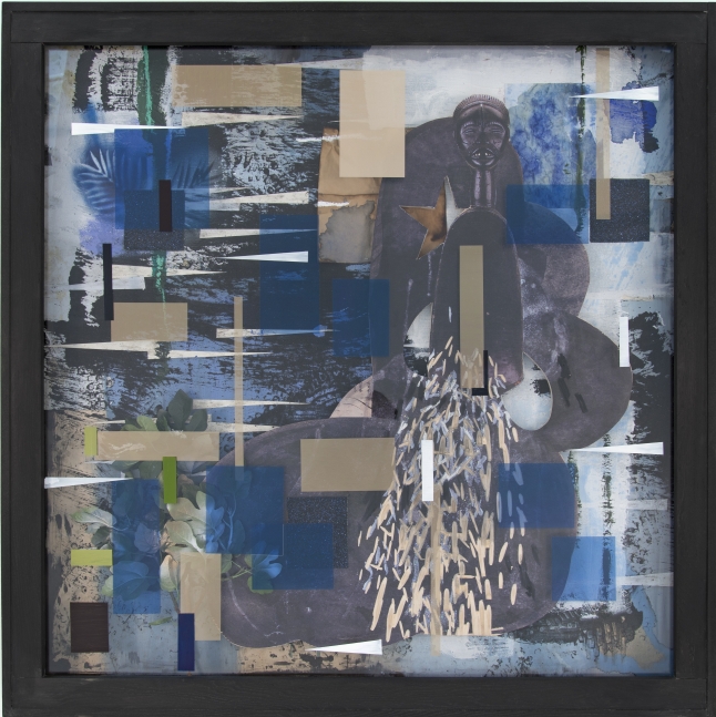Low-Lying, 2016 Mixed media including collage elements, paint, glass on panel
